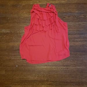 Red Sleeveless Ruffle shirt